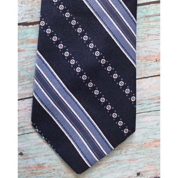 Count Dino Tie Italian Style Blue Striped Necktie Retro Classy Neckwear - Picture 2 of 3